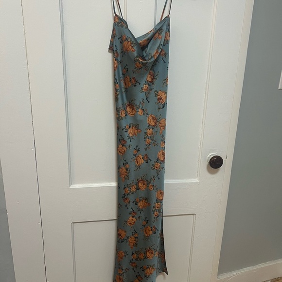 Astr Dresses & Skirts - Astr The Label Teal Slip Maxi Dress with Mustard Floral